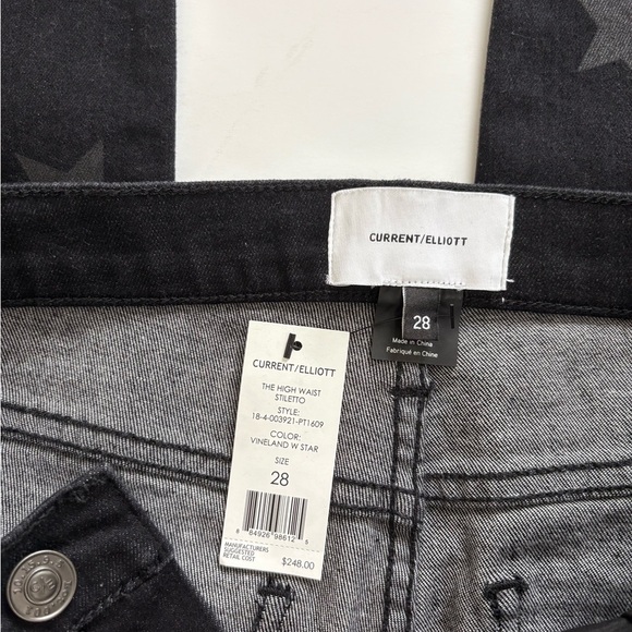Current / Elliott High Waist Stiletto Jeans Vineland Star Black Size 28 NWT - Picture 4 of 10